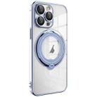 For iPhone 15 Pro Max Electroplating MagSafe 360 Degree Rotation Holder Shockproof Phone Case(Blue) - 1