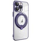 For iPhone 15 Pro Electroplating MagSafe 360 Degree Rotation Holder Shockproof Phone Case(Dark Purple) - 1