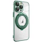 For iPhone 15 Pro Electroplating MagSafe 360 Degree Rotation Holder Shockproof Phone Case(Dark Green) - 1