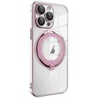 For iPhone 15 Pro Electroplating MagSafe 360 Degree Rotation Holder Shockproof Phone Case(Pink) - 1