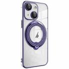 For iPhone 15 Plus Electroplating MagSafe 360 Degree Rotation Holder Shockproof Phone Case(Dark Purple) - 1