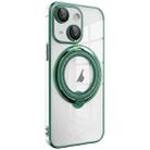 For iPhone 15 Plus Electroplating MagSafe 360 Degree Rotation Holder Shockproof Phone Case(Dark Green) - 1