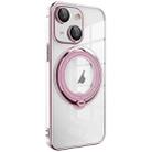 For iPhone 15 Plus Electroplating MagSafe 360 Degree Rotation Holder Shockproof Phone Case(Pink) - 1
