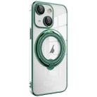 For iPhone 15 Electroplating MagSafe 360 Degree Rotation Holder Shockproof Phone Case(Dark Green) - 1