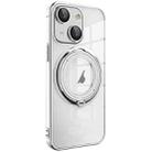 For iPhone 15 Electroplating MagSafe 360 Degree Rotation Holder Shockproof Phone Case(Silver) - 1