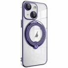 For iPhone 14 Plus Electroplating MagSafe 360 Degree Rotation Holder Shockproof Phone Case(Dark Purple) - 1