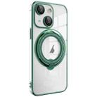 For iPhone 14 Plus Electroplating MagSafe 360 Degree Rotation Holder Shockproof Phone Case(Dark Green) - 1