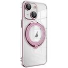 For iPhone 14 Electroplating MagSafe 360 Degree Rotation Holder Shockproof Phone Case(Pink) - 1