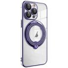 For iPhone 14 Pro Electroplating MagSafe 360 Degree Rotation Holder Shockproof Phone Case(Dark Purple) - 1