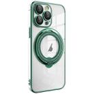 For iPhone 14 Pro Electroplating MagSafe 360 Degree Rotation Holder Shockproof Phone Case(Dark Green) - 1