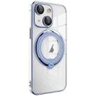 For iPhone 13 Electroplating MagSafe 360 Degree Rotation Holder Shockproof Phone Case(Blue) - 1