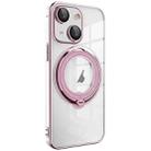 For iPhone 13 Electroplating MagSafe 360 Degree Rotation Holder Shockproof Phone Case(Pink) - 1