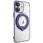 For iPhone 12 Electroplating MagSafe 360 Degree Rotation Holder Shockproof Phone Case(Dark Purple) - 1