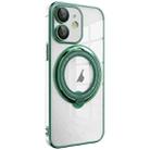 For iPhone 12 Electroplating MagSafe 360 Degree Rotation Holder Shockproof Phone Case(Dark Green) - 1