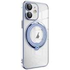 For iPhone 12 Electroplating MagSafe 360 Degree Rotation Holder Shockproof Phone Case(Blue) - 1