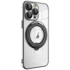 For iPhone 12 Pro Max Electroplating MagSafe 360 Degree Rotation Holder Shockproof Phone Case(Black) - 1