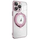 For iPhone 12 Pro Electroplating MagSafe 360 Degree Rotation Holder Shockproof Phone Case(Pink) - 1
