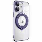 For iPhone 11 Electroplating MagSafe 360 Degree Rotation Holder Shockproof Phone Case(Dark Purple) - 1
