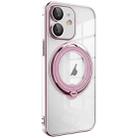 For iPhone 11 Electroplating MagSafe 360 Degree Rotation Holder Shockproof Phone Case(Pink) - 1