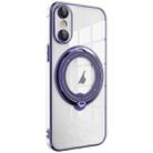 For iPhone XS / X Electroplating MagSafe 360 Degree Rotation Holder Shockproof Phone Case(Dark Purple) - 1