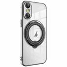 For iPhone XS / X Electroplating MagSafe 360 Degree Rotation Holder Shockproof Phone Case(Black) - 1