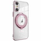 For iPhone XS / X Electroplating MagSafe 360 Degree Rotation Holder Shockproof Phone Case(Pink) - 1