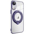 For iPhone XR Electroplating MagSafe 360 Degree Rotation Holder Shockproof Phone Case(Dark Purple) - 1