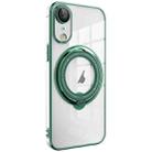 For iPhone XR Electroplating MagSafe 360 Degree Rotation Holder Shockproof Phone Case(Dark Green) - 1