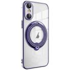 For iPhone XS Max Electroplating MagSafe 360 Degree Rotation Holder Shockproof Phone Case(Dark Purple) - 1