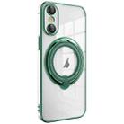 For iPhone XS Max Electroplating MagSafe 360 Degree Rotation Holder Shockproof Phone Case(Dark Green) - 1