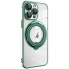 For iPhone 16 Pro Max Electroplating MagSafe 360 Degree Rotation Holder Shockproof Phone Case(Dark Green) - 1