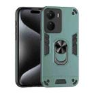 For vivo Y16 Shockproof Metal Ring Holder Phone Case(Green) - 1