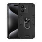 For vivo Y22s Shockproof Metal Ring Holder Phone Case(Black) - 1