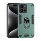 For vivo Y35 Shockproof Metal Ring Holder Phone Case(Green) - 1