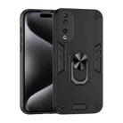 For Honor 90 Shockproof Metal Ring Holder Phone Case(Black) - 1