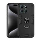 For Honor X6a Shockproof Metal Ring Holder Phone Case(Black) - 1