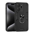 For Honor X7a Shockproof Metal Ring Holder Phone Case(Black) - 1