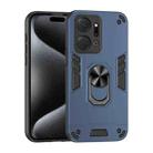 For Honor X7a Shockproof Metal Ring Holder Phone Case(Blue) - 1