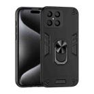 For Honor X8 Shockproof Metal Ring Holder Phone Case(Black) - 1