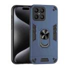 For Honor X8 Shockproof Metal Ring Holder Phone Case(Blue) - 1