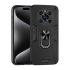 For Honor X9 Shockproof Metal Ring Holder Phone Case(Black) - 1