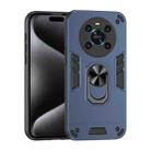 For Honor X9 Shockproof Metal Ring Holder Phone Case(Blue) - 1