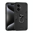For Honor 300 Shockproof Metal Ring Holder Phone Case(Black) - 1