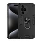 For Honor 300 Pro Shockproof Metal Ring Holder Phone Case(Black) - 1