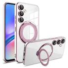 For Samsung Galaxy A05S 4G Electroplating MagSafe 360 Degree Rotation Holder Shockproof Phone Case(Pink) - 1