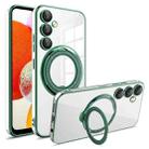 For Samsung Galaxy A14 4G / A14 5G Electroplating MagSafe 360 Degree Rotation Holder Shockproof Phone Case(Dark Green) - 1