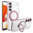 For Samsung Galaxy A14 4G / A14 5G Electroplating MagSafe 360 Degree Rotation Holder Shockproof Phone Case(Pink) - 1
