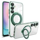 For Samsung Galaxy A24 4G / A25 Electroplating MagSafe 360 Degree Rotation Holder Shockproof Phone Case(Dark Green) - 1
