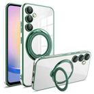 For Samsung Galaxy A25 5G Global Electroplating MagSafe 360 Degree Rotation Holder Shockproof Phone Case(Dark Green) - 1