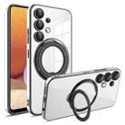 For Samsung Galaxy A32 4G Electroplating MagSafe 360 Degree Rotation Holder Shockproof Phone Case(Black) - 1